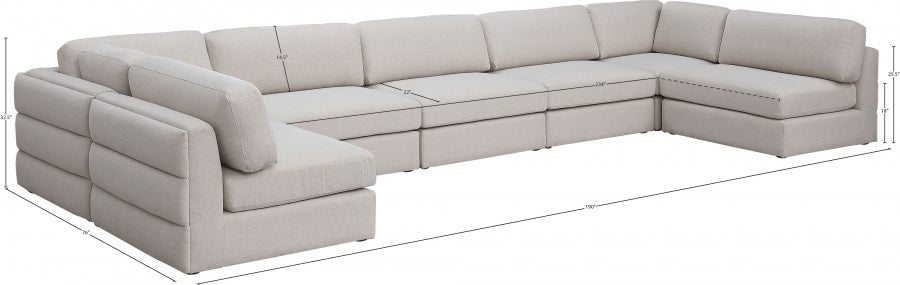 Meridian Furniture - Beckham 190" Linen Textured Fabric Upholstered 7 Piece Modular Sectional - 681Beige-Sec7B - GreatFurnitureDeal