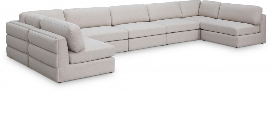 Meridian Furniture - Beckham 190" Linen Textured Fabric Upholstered 7 Piece Modular Sectional - 681Beige-Sec7B - GreatFurnitureDeal