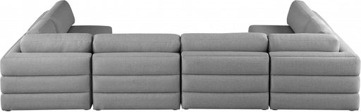 Meridian Furniture - Beckham 152" Linen Textured Fabric Upholstered 6 Piece Modular Sectional - 681Grey-Sec6B - GreatFurnitureDeal