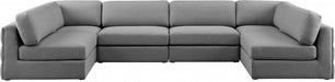 Meridian Furniture - Beckham 152" Linen Textured Fabric Upholstered 6 Piece Modular Sectional - 681Grey-Sec6B - GreatFurnitureDeal