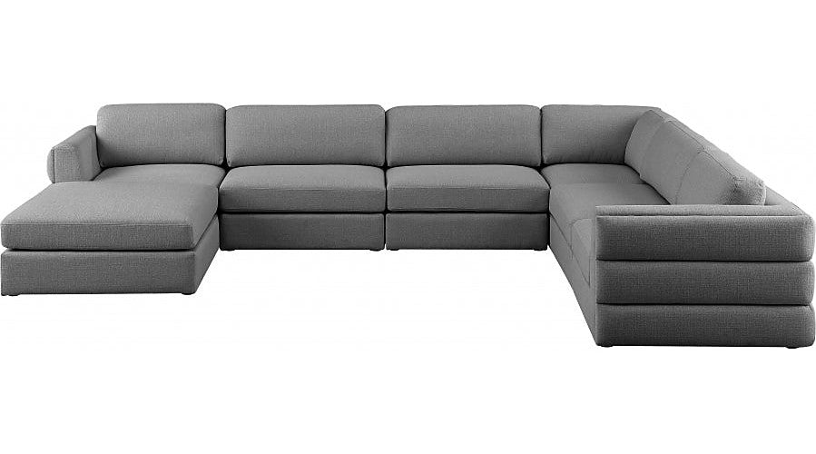 Meridian Furniture - Beckham 152" Linen Textured Fabric Upholstered 7 Piece Modular Sectional - 681Grey-Sec7A - GreatFurnitureDeal