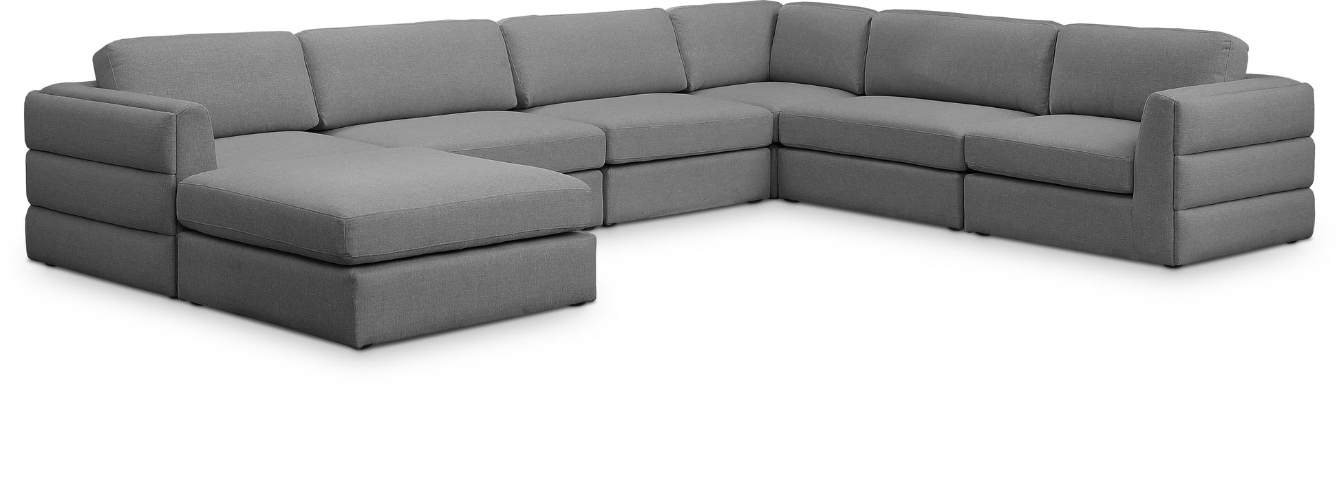 Meridian Furniture - Beckham 152" Linen Textured Fabric Upholstered 7 Piece Modular Sectional - 681Grey-Sec7A - GreatFurnitureDeal