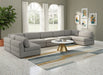 Meridian Furniture - Beckham 190" Linen Textured Fabric Upholstered 7 Piece Modular Sectional - 681Grey-Sec7B - GreatFurnitureDeal