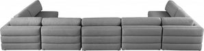 Meridian Furniture - Beckham 190" Linen Textured Fabric Upholstered 7 Piece Modular Sectional - 681Grey-Sec7B - GreatFurnitureDeal