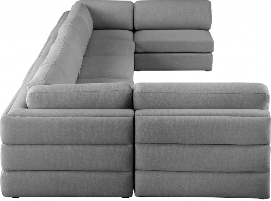 Meridian Furniture - Beckham 190" Linen Textured Fabric Upholstered 7 Piece Modular Sectional - 681Grey-Sec7B - GreatFurnitureDeal