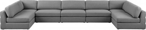 Meridian Furniture - Beckham 190" Linen Textured Fabric Upholstered 7 Piece Modular Sectional - 681Grey-Sec7B - GreatFurnitureDeal
