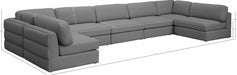 Meridian Furniture - Beckham 190" Linen Textured Fabric Upholstered 7 Piece Modular Sectional - 681Grey-Sec7B - GreatFurnitureDeal