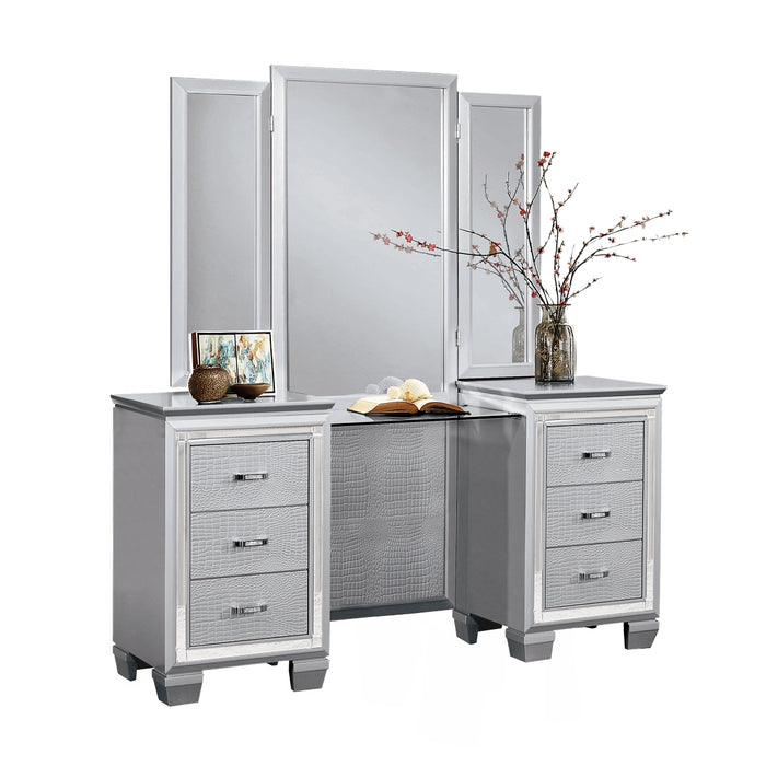 Homelegance - Allura Vanity Dresser with Mirror in Silver - 1916-15 - GreatFurnitureDeal