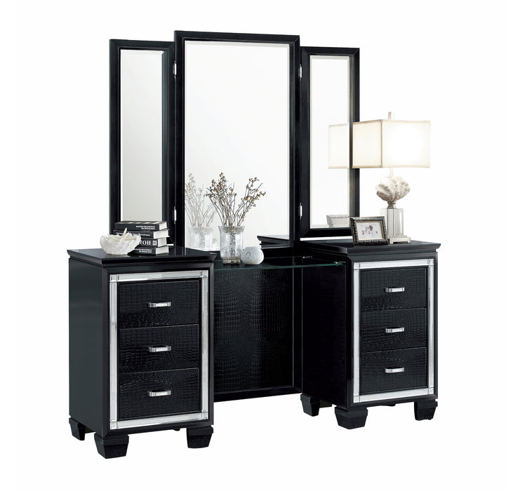 Homelegance - Allura 10 Piece King Bedroom Set with LED Lighting in Black - 1916K-1EKBK-10SET - GreatFurnitureDeal
