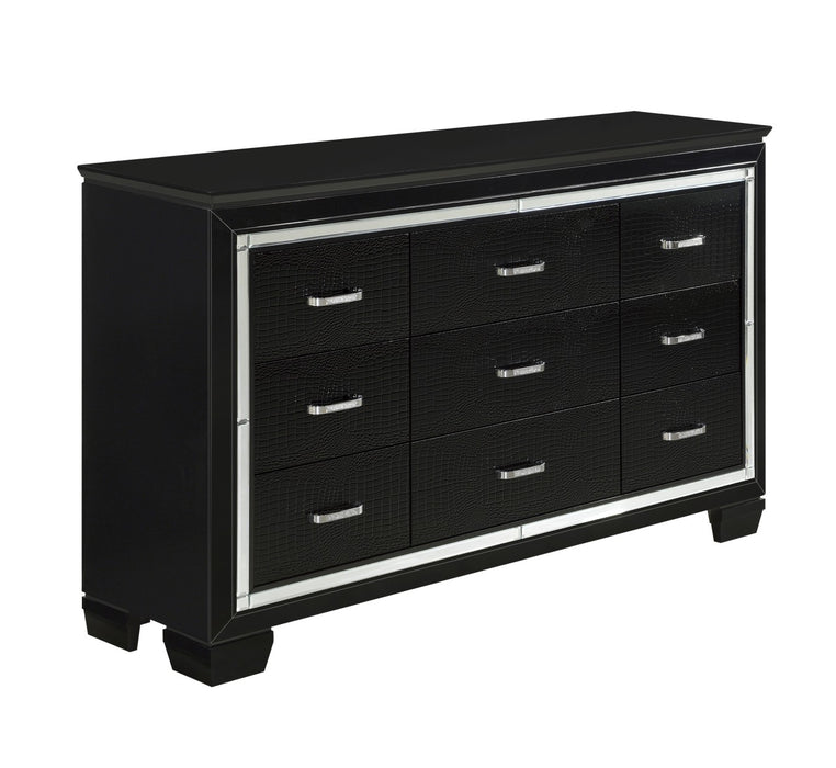 Homelegance - Allura 9 Drawer Dresser and Mirror Set in Black - 1916BK-5-6 - GreatFurnitureDeal