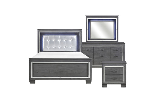 Homelegance - Allura 4 Piece King Bedroom Set with LED Lighting in Gray - 1916KGY-1EK-4SET - GreatFurnitureDeal