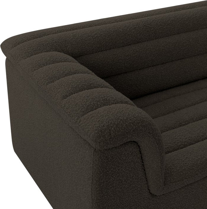 Meridian Furniture - Cascade 94" Brown Boucle Fabric Upholstered Sofa - 191Brown-S - GreatFurnitureDeal