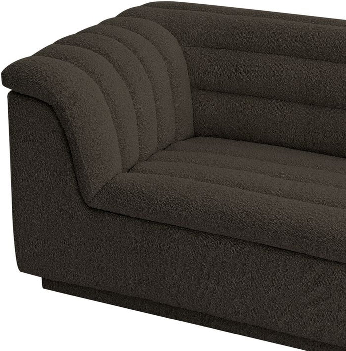 Meridian Furniture - Cascade 94" Brown Boucle Fabric Upholstered Sofa - 191Brown-S - GreatFurnitureDeal