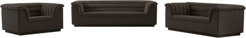 Meridian Furniture - Cascade 94" Brown Boucle Fabric Upholstered Sofa - 191Brown-S - GreatFurnitureDeal