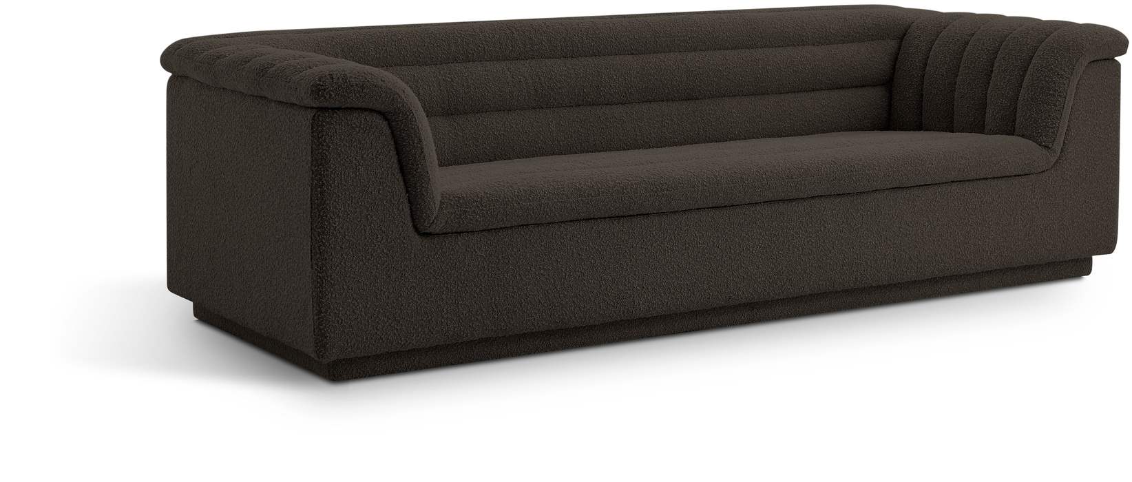 Meridian Furniture - Cascade 94" Brown Boucle Fabric Upholstered Sofa - 191Brown-S - GreatFurnitureDeal