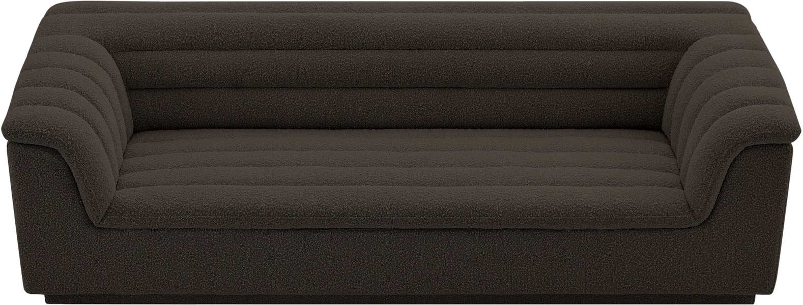 Meridian Furniture - Cascade 94" Brown Boucle Fabric Upholstered Sofa - 191Brown-S - GreatFurnitureDeal