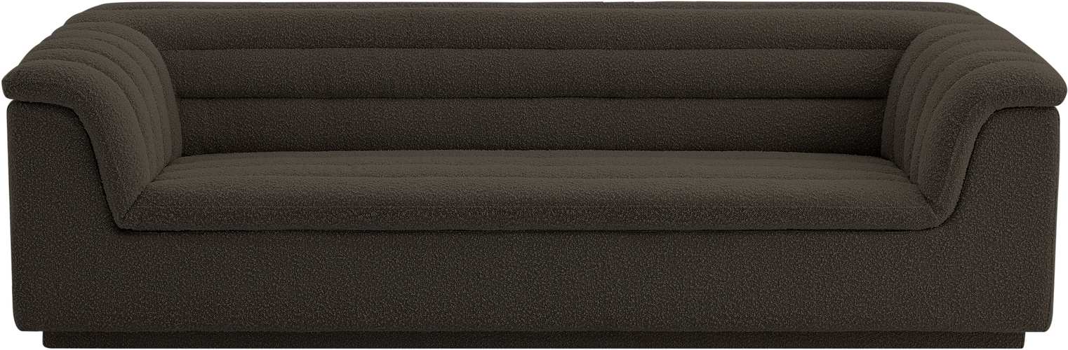 Meridian Furniture - Cascade 94" Brown Boucle Fabric Upholstered Sofa - 191Brown-S - GreatFurnitureDeal
