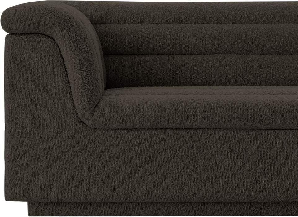 Meridian Furniture - Cascade 94" Brown Boucle Fabric Upholstered Sofa - 191Brown-S - GreatFurnitureDeal