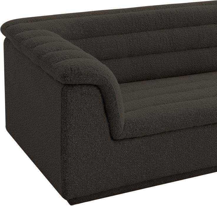 Meridian Furniture - Cascade 94" Brown Boucle Fabric Upholstered Sofa - 191Brown-S - GreatFurnitureDeal