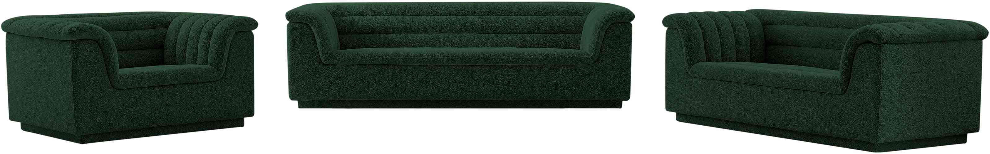 Meridian Furniture - Cascade 94" Green Boucle Fabric Upholstered Sofa - 191Green-S - GreatFurnitureDeal