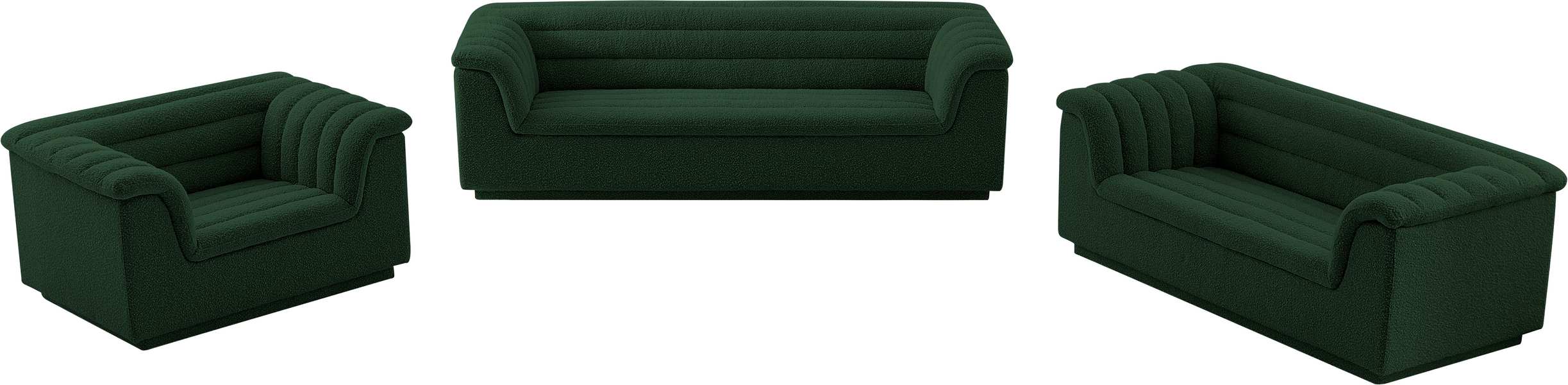 Meridian Furniture - Cascade 94" Green Boucle Fabric Upholstered Sofa - 191Green-S - GreatFurnitureDeal