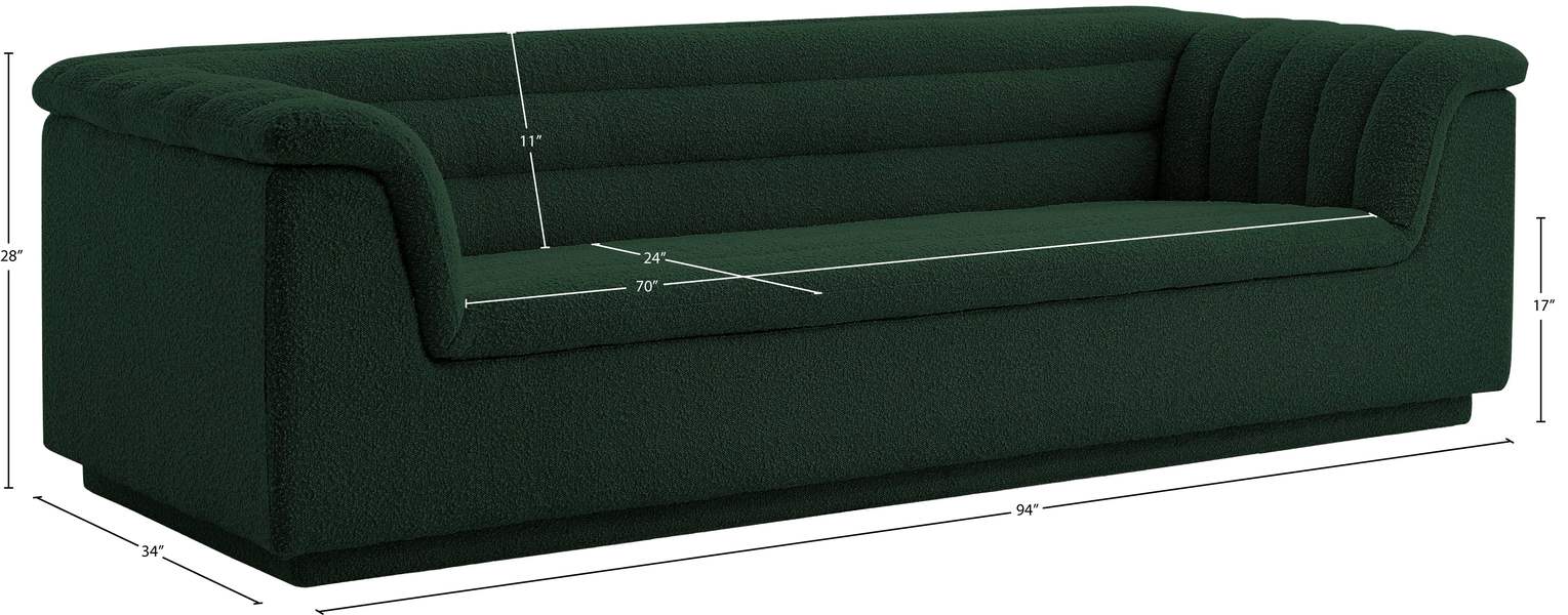 Meridian Furniture - Cascade 94" Green Boucle Fabric Upholstered Sofa - 191Green-S - GreatFurnitureDeal