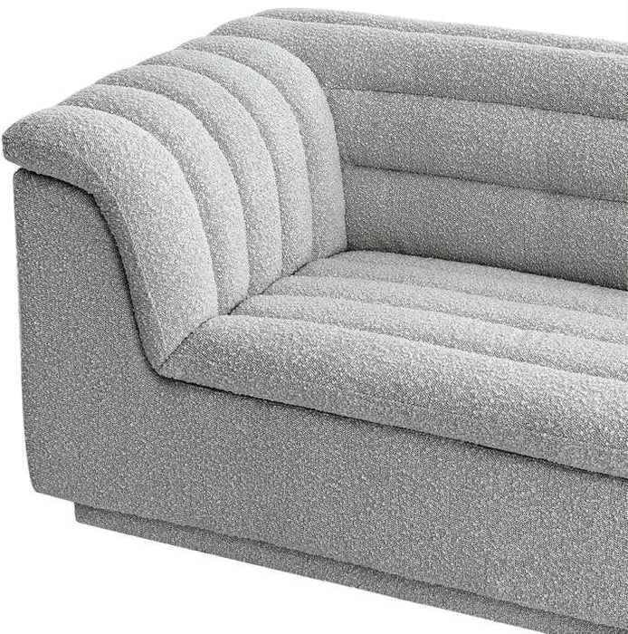 Meridian Furniture - Cascade 94" Grey Boucle Fabric Upholstered Sofa - 191Grey-S - GreatFurnitureDeal