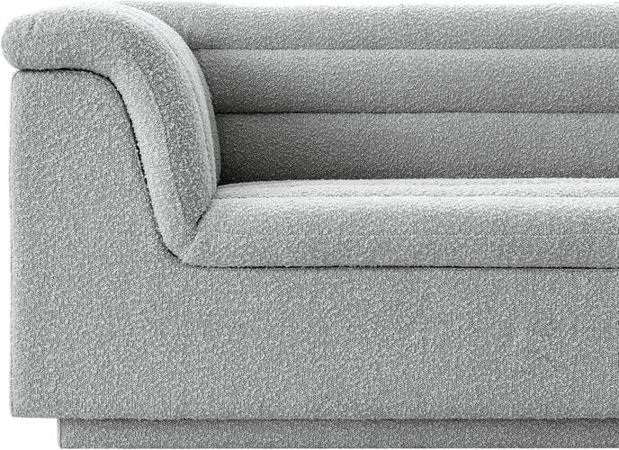 Meridian Furniture - Cascade 94" Grey Boucle Fabric Upholstered Sofa - 191Grey-S - GreatFurnitureDeal