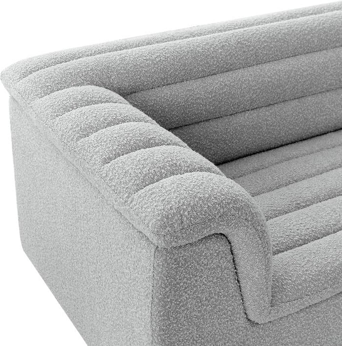 Meridian Furniture - Cascade 94" Grey Boucle Fabric Upholstered Sofa - 191Grey-S - GreatFurnitureDeal