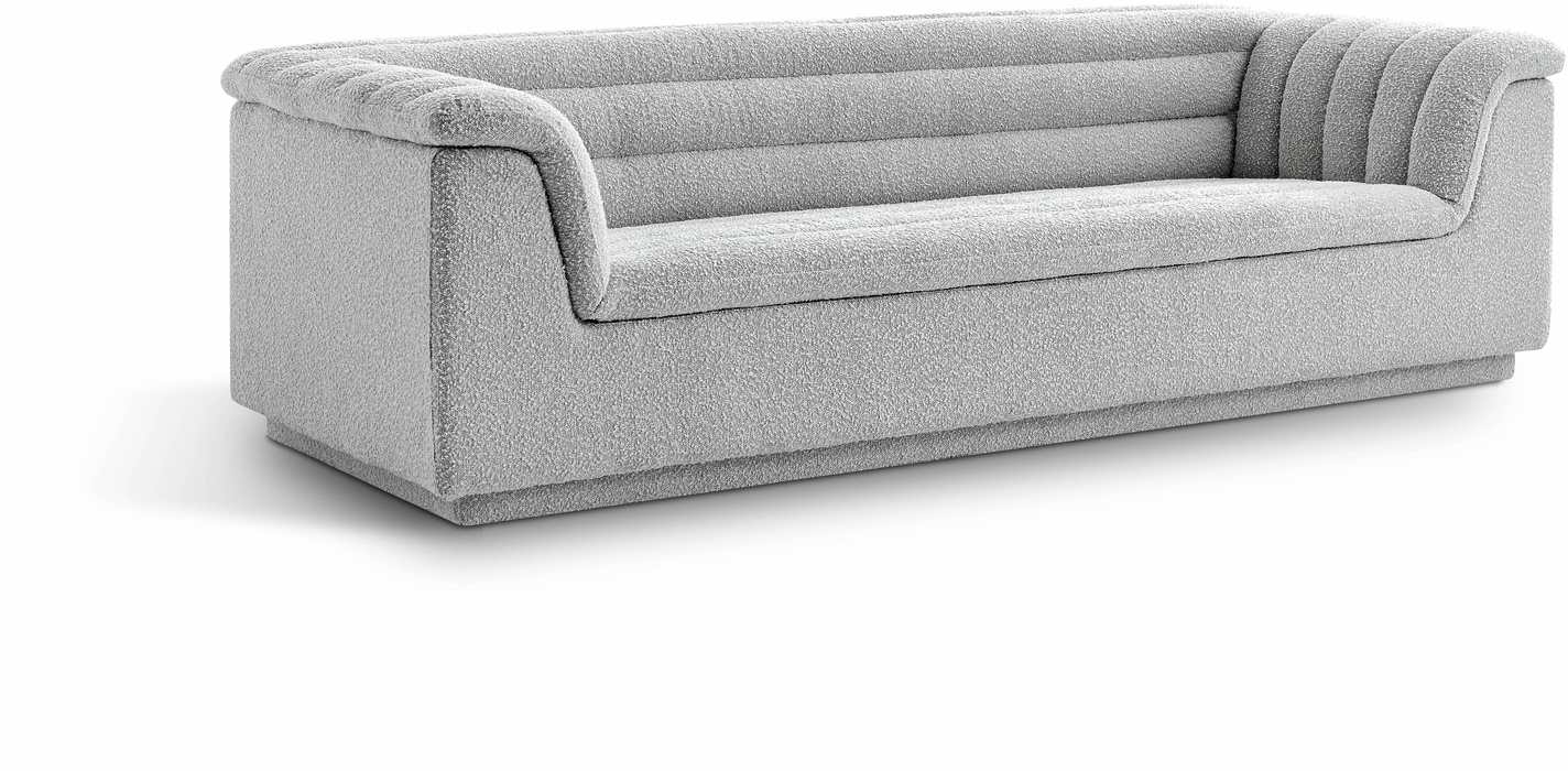 Meridian Furniture - Cascade 94" Grey Boucle Fabric Upholstered Sofa - 191Grey-S - GreatFurnitureDeal
