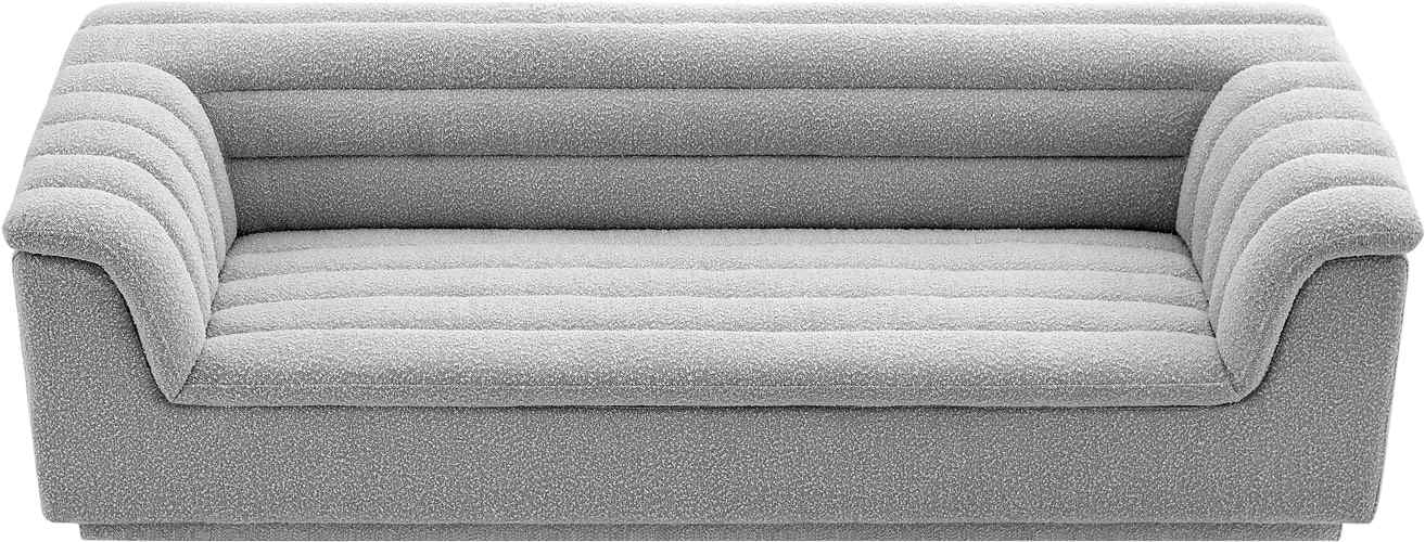 Meridian Furniture - Cascade 94" Grey Boucle Fabric Upholstered Sofa - 191Grey-S - GreatFurnitureDeal