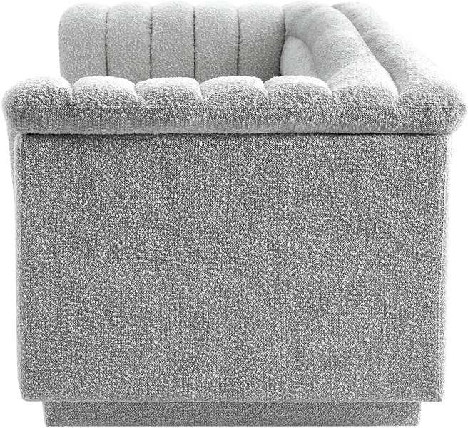 Meridian Furniture - Cascade 94" Grey Boucle Fabric Upholstered Sofa - 191Grey-S - GreatFurnitureDeal