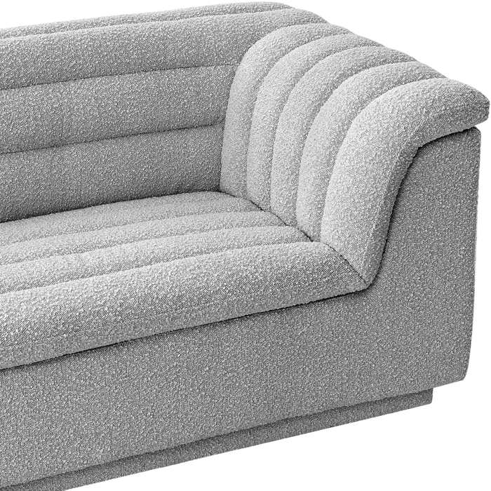 Meridian Furniture - Cascade 94" Grey Boucle Fabric Upholstered Sofa - 191Grey-S - GreatFurnitureDeal