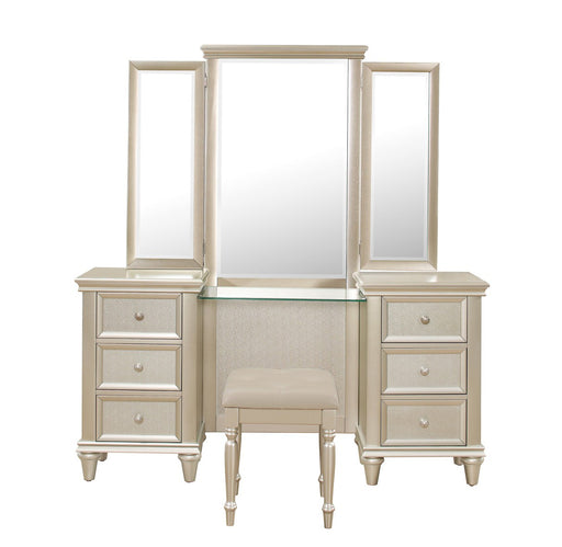 Homelegance - Celandine Vanity Dresser with Mirror with Stool in Silver - 1928-15-14 - GreatFurnitureDeal