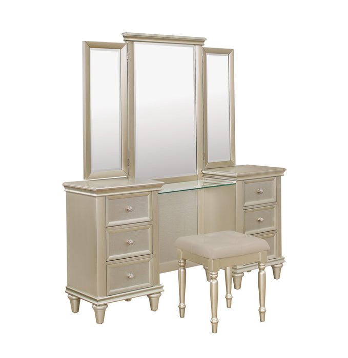 Homelegance - Celandine 8 Piece Full Bedroom Set in Silver - 1928F-1-8SET - GreatFurnitureDeal