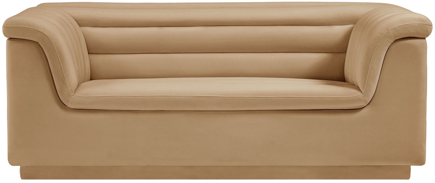 Meridian Furniture - Cascade 72" Camel Velvet Upholstered Loveseat - 192Camel-L - GreatFurnitureDeal