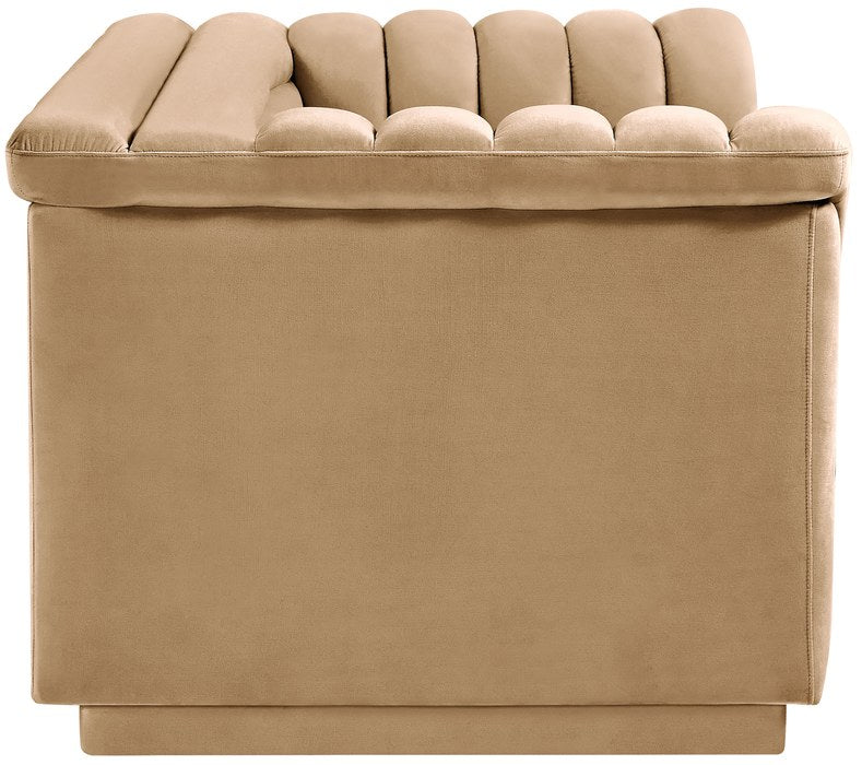 Meridian Furniture - Cascade 72" Camel Velvet Upholstered Loveseat - 192Camel-L - GreatFurnitureDeal