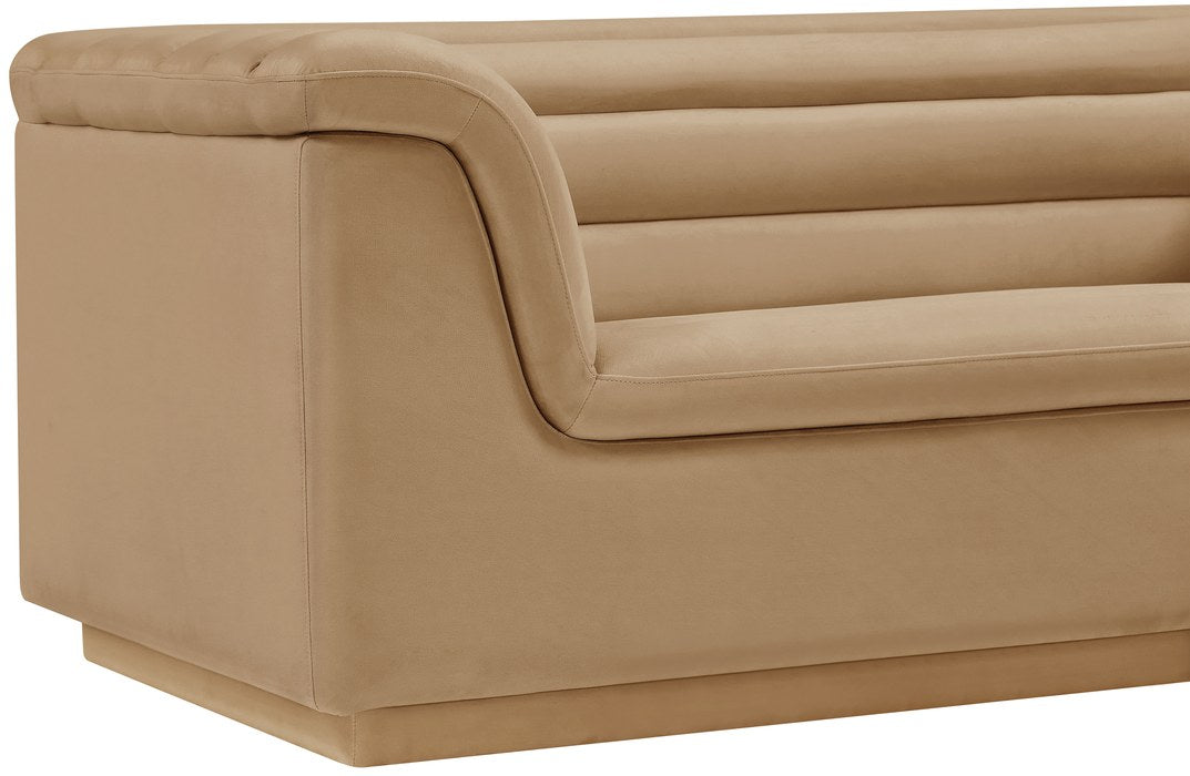 Meridian Furniture - Cascade 94" Camel Velvet Upholstered Sofa - 192Camel-S - GreatFurnitureDeal