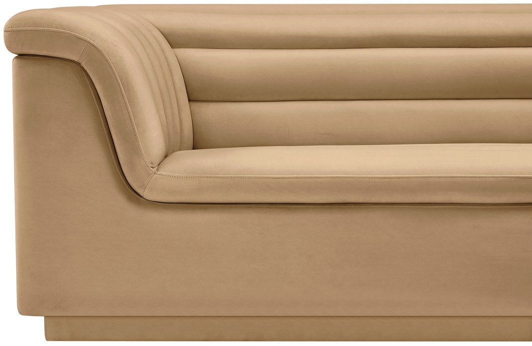 Meridian Furniture - Cascade 94" Camel Velvet Upholstered Sofa - 192Camel-S - GreatFurnitureDeal