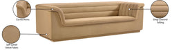 Meridian Furniture - Cascade 94" Camel Velvet Upholstered Sofa - 192Camel-S - GreatFurnitureDeal