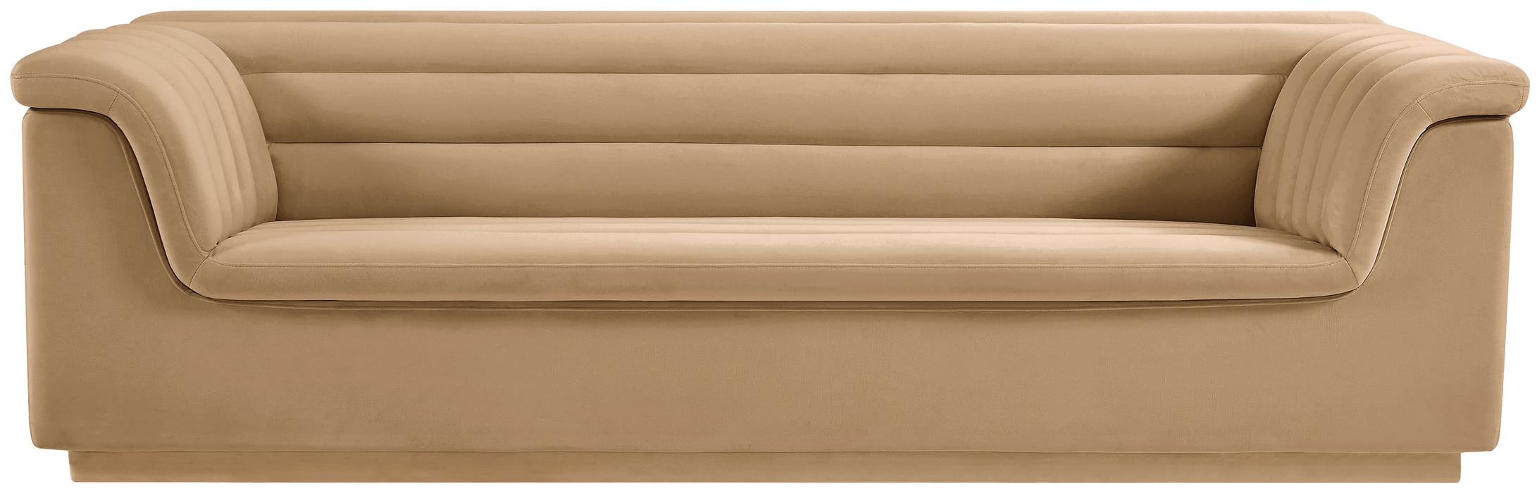 Meridian Furniture - Cascade 94" Camel Velvet Upholstered Sofa - 192Camel-S - GreatFurnitureDeal