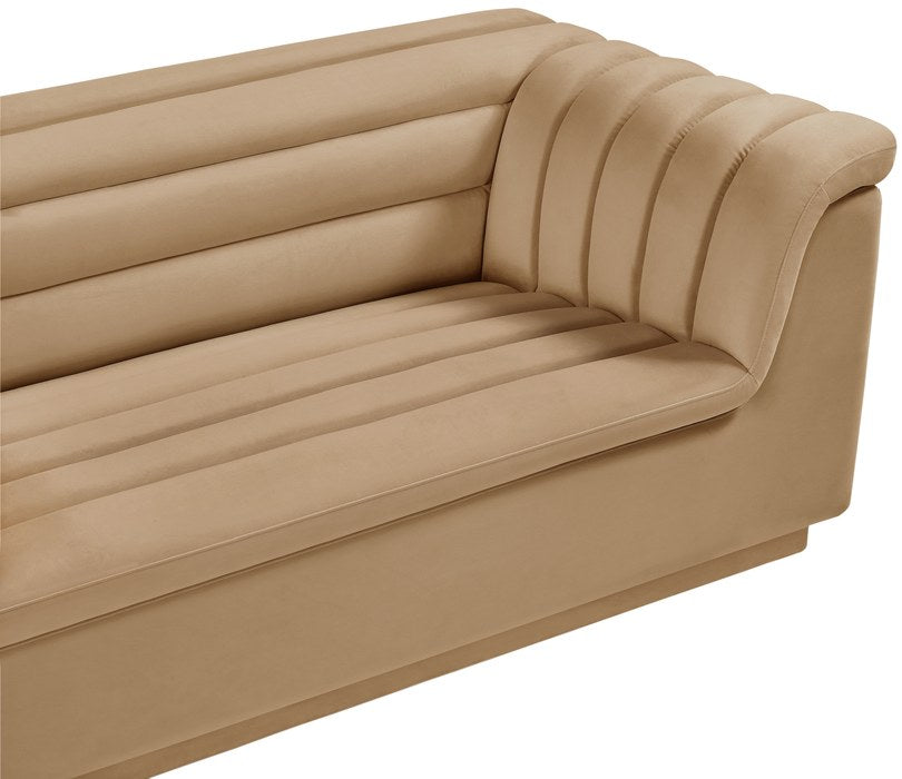 Meridian Furniture - Cascade 94" Camel Velvet Upholstered Sofa - 192Camel-S - GreatFurnitureDeal