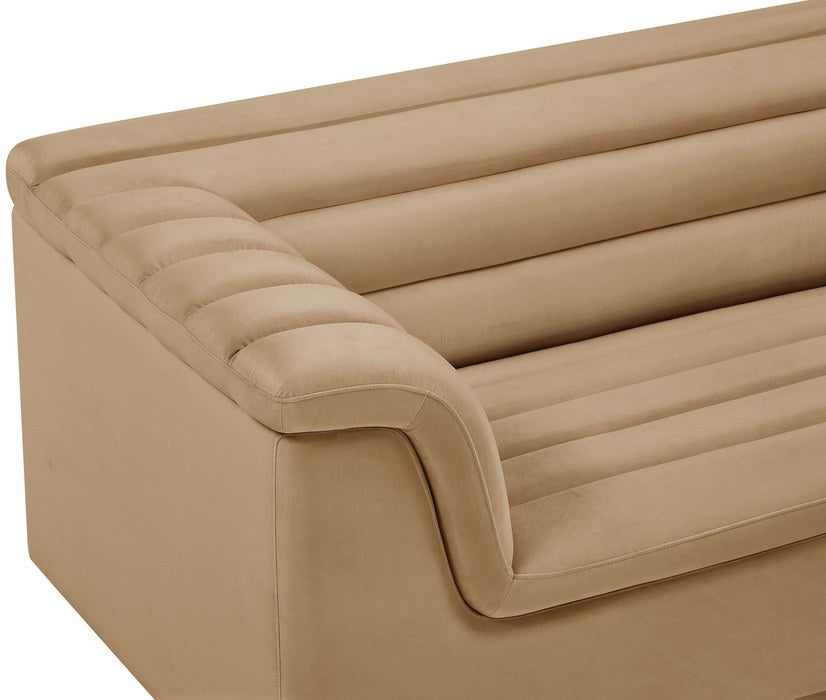 Meridian Furniture - Cascade 94" Camel Velvet Upholstered Sofa - 192Camel-S - GreatFurnitureDeal