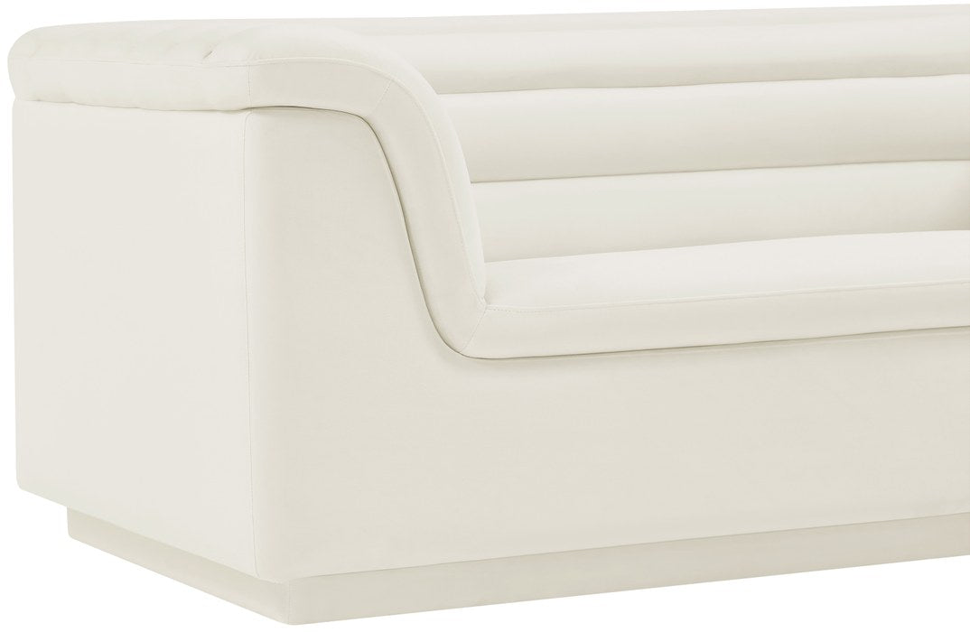 Meridian Furniture - Cascade 94" Cream Velvet Upholstered Sofa - 192Cream-S - GreatFurnitureDeal