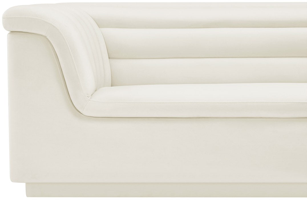 Meridian Furniture - Cascade 94" Cream Velvet Upholstered Sofa - 192Cream-S - GreatFurnitureDeal