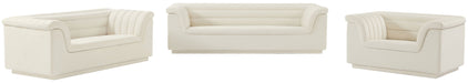 Meridian Furniture - Cascade 94" Cream Velvet Upholstered Sofa - 192Cream-S - GreatFurnitureDeal