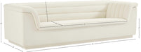 Meridian Furniture - Cascade 94" Cream Velvet Upholstered Sofa - 192Cream-S - GreatFurnitureDeal