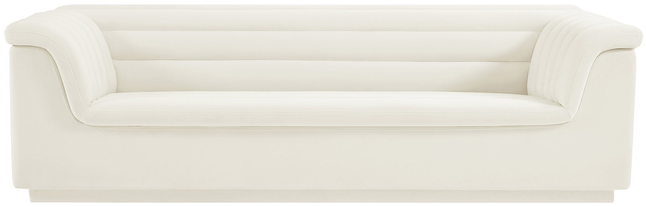 Meridian Furniture - Cascade 94" Cream Velvet Upholstered Sofa - 192Cream-S - GreatFurnitureDeal