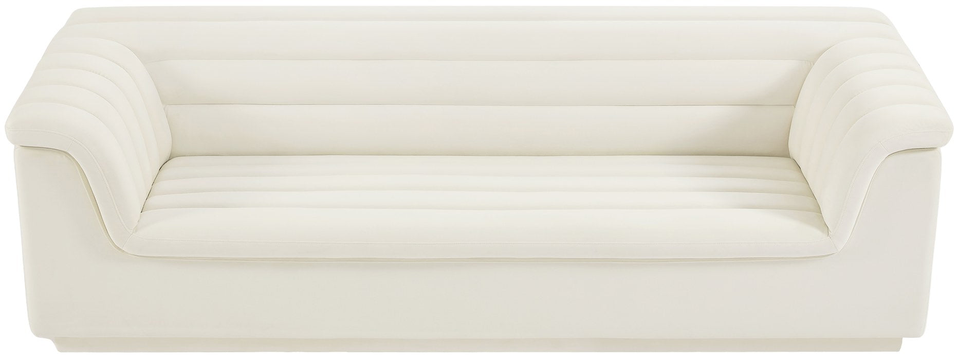Meridian Furniture - Cascade 94" Cream Velvet Upholstered Sofa - 192Cream-S - GreatFurnitureDeal