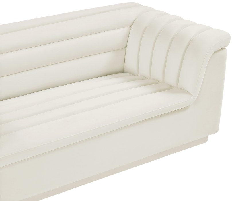 Meridian Furniture - Cascade 94" Cream Velvet Upholstered Sofa - 192Cream-S - GreatFurnitureDeal